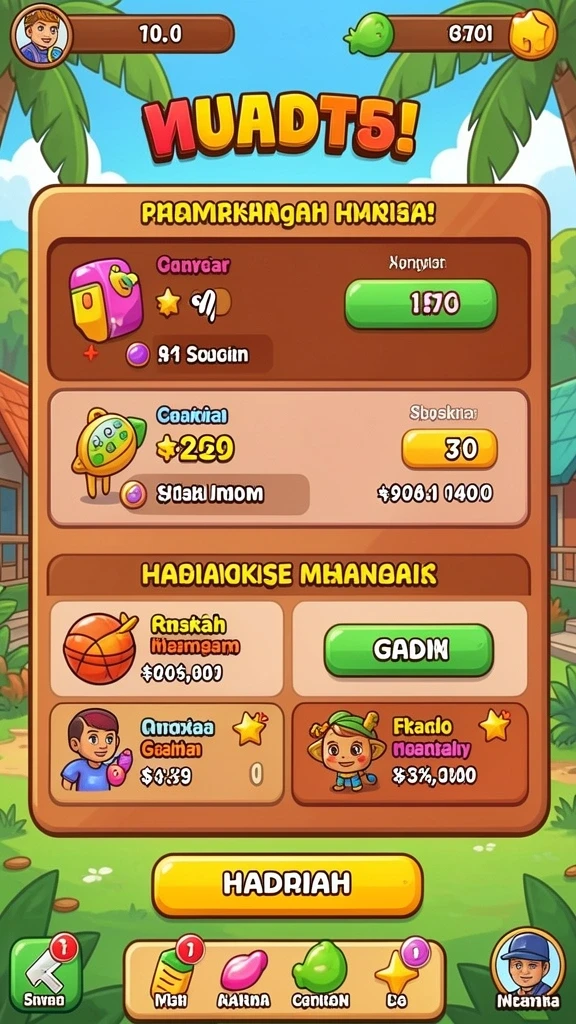 Leaderboard yang menampilkan peringkat pemain.
