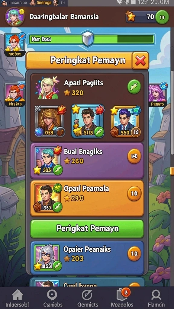 Tangkapan layar menampilkan leader board dalam game.
